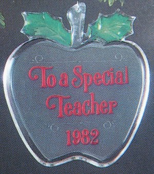 1982 Teacher Acrylic (NB) Hallmark Keepsake Ornament QX3016-2