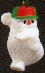 1985 Snow-Pitching Snowman (Issued 1985 & 86)   Hallmark Keepsake Ornament 450QX4702
