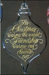 1987 Warmth of Friendship Acrylic Hallmark Keepsake Ornament 600QX3759