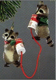 1988 Party Line Raccoons Hallmark Keepsake Ornament 875QX4761