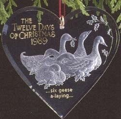 1989 Twelve Days Of Christmas 6th -Geese  Hallmark Keepsake Ornament 675QX381-2