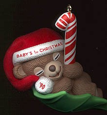 1990 Child's Age: Baby's First Christmas Bear  (SDB) Hallmark Keepsake Ornament 775QX486-8-2-2