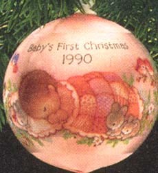 1990 Baby's First Christmas Ball (Girl)  Hallmark Keepsake Ornament 475QX206-6-2