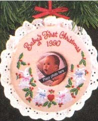 1990 Baby's First Christmas Photo Holder Hallmark Keepsake Ornament QX4843