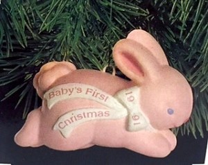 1991 Baby's First Christmas Girl Bunny Baby Celebrations (SDB) Hallmark Keepsake Ornament BBY1514