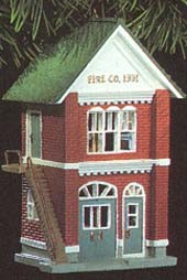 1991 Nostalgic Houses & Shops 8th Fire Station Hallmark Keepsake Ornament 1475QX413-9-2
