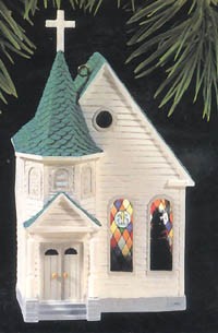 1995 Nostalgic Houses & Shops 12th Town Church Hallmark Keepsake Ornament 1495QX515-9