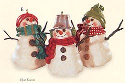 1999 Mitford Snowmen Set of 3 Hallmark Keepsake Ornament QXI8587
