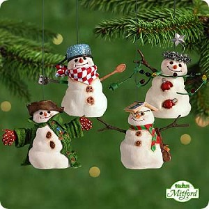 2001 Mitford Snowmen Jubilee-Set Of 4  Hallmark Keepsake Ornament 1995QX282-5-2