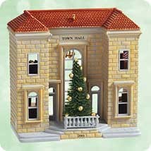 2003 Nostalgic Houses & Shops Complement Town Hall & Tree   Hallmark Keepsake Ornament 1995QX246-7-2