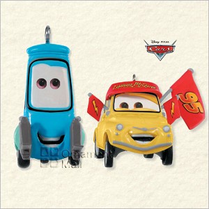 2008 Cars Luigi and Guido Race Fans! Set/2 Hallmark Keepsake Ornament QXD4244