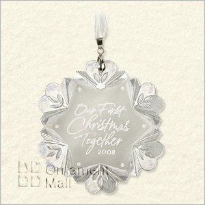 2008 First Christmas Together Glass Snowflake Hallmark Keepsake Ornament QXG6261