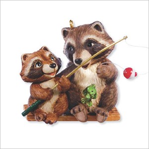 2009 Fishin' Buddies Raccoons  Hallmark Keepsake Ornament QXG6565