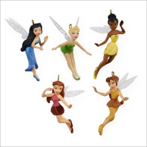 2009 Tinker Bell and Friends Pixie Hollow set/5 *Miniature Hallmark Keepsake Ornament QXM9102