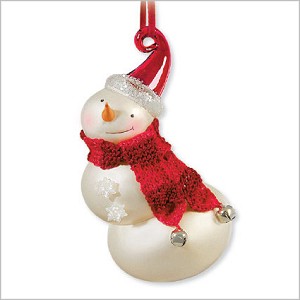 2010 What's Snowing On Glass Snowman  Hallmark Keepsake Ornament QXG7396