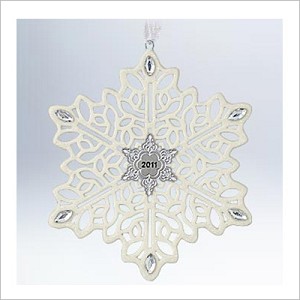 2011 Snowflake Porcelain Dated Hallmark Keepsake Ornament QXG3519