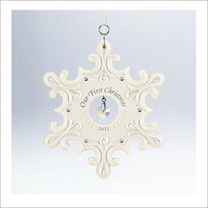 2011 Our First Christmas Porcelain Snowflake Hallmark Keepsake Ornament QXG4139
