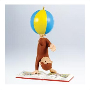 2011 Curious George Reading is a Ball Hallmark Keepsake Ornament QXI2509