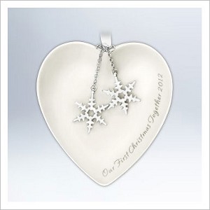 2012 Our First Christmas Together Porcelain Heart Hallmark Keepsake Ornament qxg4564