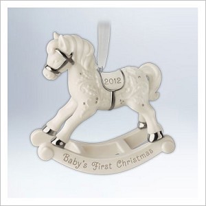 2012 Baby's First Christmas Porcelain Rocking Horse Hallmark Keepsake Ornament qxg4624