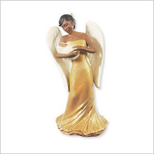 2012 Golden Messenger Angel African American Hallmark Keepsake Ornament qxg4671