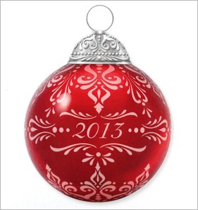 2013 Christmas Commemorative 1st Red Glass Ball Hallmark Keepsake Ornament 2013CommemBall