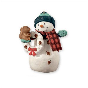 2013 Happy Holiday Friends Snowman with Squirrel Hallmark Keepsake Ornament QXG1605