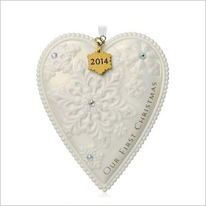 2014 Our First Christmas Porcelain Heart Hallmark Keepsake Ornament QGO1156