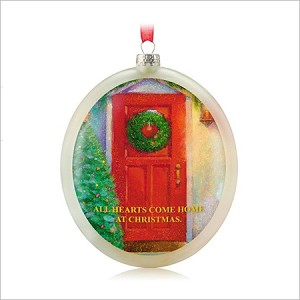 2014 Hearts at Home Glass Disc Hallmark Keepsake Ornament QGO1633