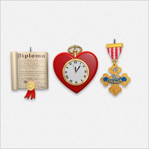 2015 Wizard of Oz A Brain, A Heart, The Nerve set/3 *Miniature *Ltd Qty Hallmark Keepsake Ornament 2015Premiere8