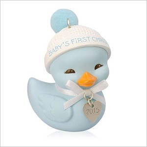 2015 Baby's First Christmas Duck - Boy Hallmark Keepsake Ornament QGO1069