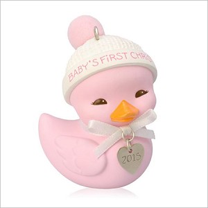 2015 Baby's First Christmas Duck - Girl Hallmark Keepsake Ornament QGO1077