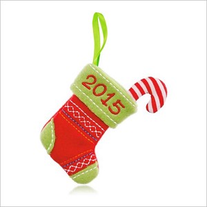 2015 Plush Ornament - Stitched Stocking Hallmark Keepsake Ornament QGO1719