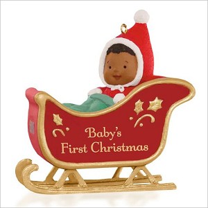 2015 Baby's First Christmas Sleigh *African American Hallmark Keepsake Ornament QSM7749