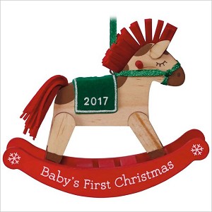 2017 Baby's First Christmas Rocking Horse Hallmark Keepsake Ornament QGO1235