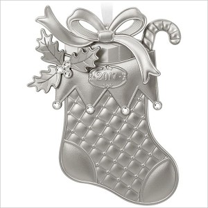 2017 Christmas Stocking Metal Hallmark Keepsake Ornament QGO1802