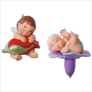 2017 Fairy Messengers Babies 3rd Rose and Lavender set/2 *Miniature Hallmark Keepsake Ornament QX9285