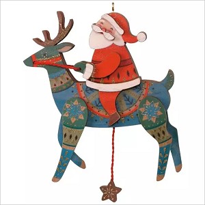 2017 Premium Wooden Pull String Reindeer Hallmark Keepsake Ornament QK1452