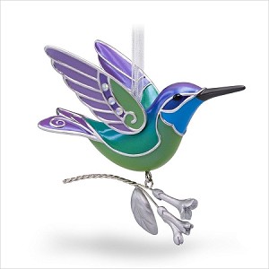 2018 Hummingbird Surprise Mystery Ornament *Purple with Silver Hallmark Keepsake Ornament QGO2213Purple
