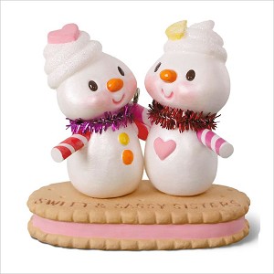 2018 Sweet and Sassy Sisters Snowmen on Cookie Hallmark Keepsake Ornament QGO1776