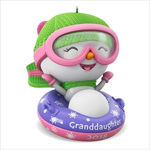 2018 Granddaughter Tubing Snowman Hallmark Keepsake Ornament QGO1813