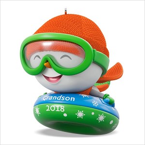 2018 Grandson Tubing Snowman Hallmark Keepsake Ornament QGO1816