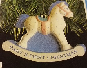 1991 Baby's First Christmas Boy Rocking Horse Baby Celebrations (SDB)  Hallmark Keepsake Ornament BBY1514-2