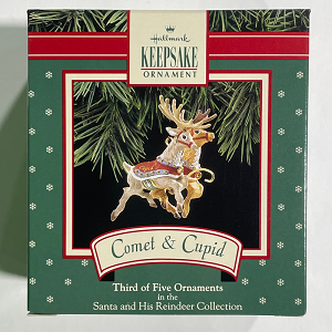 1992 Santa & His Reindeer; #3 - Comet & Cupid ONLY Hallmark Keepsake Ornament 495XPR973-7
