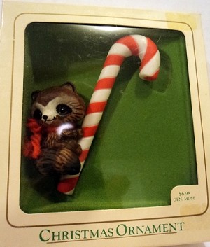 1981 Ambassador Raccoon on Candy Cane  Hallmark Keepsake Ornament QX32E-2-2