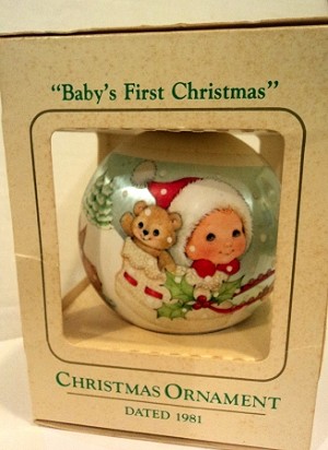1981 Ambassador Baby's First Christmas Ball  Hallmark Keepsake Ornament QX38E