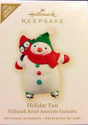 2009 Holiday Fun Snowman W Penguin Retail Associate Exclusive Hallmark Keepsake Ornament QMP4028