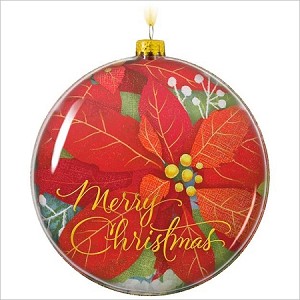 2017 Merry Christmas Glass Poinsettia Hallmark Keepsake Ornament QGO1845