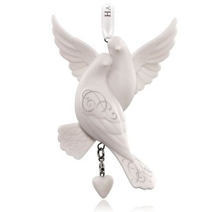 2015 Anniversary Doves Porcelain *So Pretty Hallmark Keepsake Ornament QHX1109