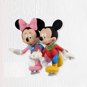 2010 Skating Side by Side Mickey and Minnie Hallmark Keepsake Ornament QXD1036